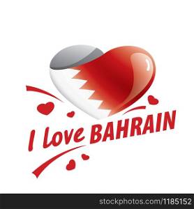 National flag of the Bahrain in the shape of a heart and the inscription I love Bahrain. Vector illustration.. National flag of the Bahrain in the shape of a heart and the inscription I love Bahrain. Vector illustration
