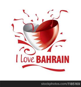 National flag of the Bahrain in the shape of a heart and the inscription I love Bahrain. Vector illustration.. National flag of the Bahrain in the shape of a heart and the inscription I love Bahrain. Vector illustration