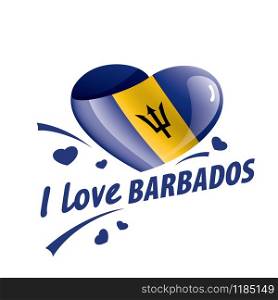National flag of the Barbados in the shape of a heart and the inscription I love Barbados. Vector illustration.. National flag of the Barbados in the shape of a heart and the inscription I love Barbados. Vector illustration