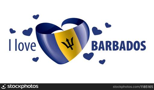 National flag of the Barbados in the shape of a heart and the inscription I love Barbados. Vector illustration.. National flag of the Barbados in the shape of a heart and the inscription I love Barbados. Vector illustration