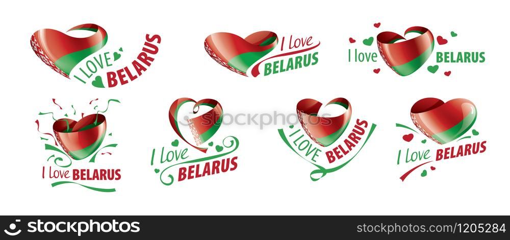 National flag of the Belarus in the shape of a heart and the inscription I love Belarus. Vector illustration.. National flag of the Belarus in the shape of a heart and the inscription I love Belarus. Vector illustration