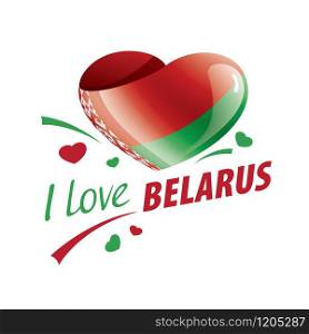 National flag of the Belarus in the shape of a heart and the inscription I love Belarus. Vector illustration.. National flag of the Belarus in the shape of a heart and the inscription I love Belarus. Vector illustration