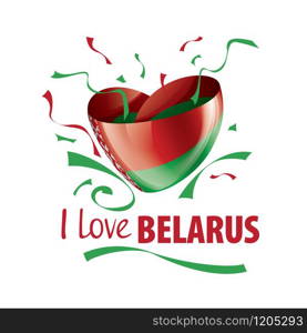 National flag of the Belarus in the shape of a heart and the inscription I love Belarus. Vector illustration.. National flag of the Belarus in the shape of a heart and the inscription I love Belarus. Vector illustration