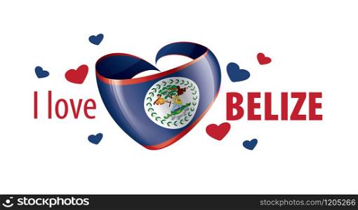National flag of the Belize in the shape of a heart and the inscription I love Belize. Vector illustration.. National flag of the Belize in the shape of a heart and the inscription I love Belize. Vector illustration