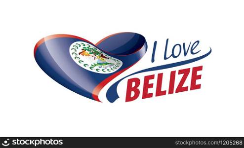 National flag of the Belize in the shape of a heart and the inscription I love Belize. Vector illustration.. National flag of the Belize in the shape of a heart and the inscription I love Belize. Vector illustration