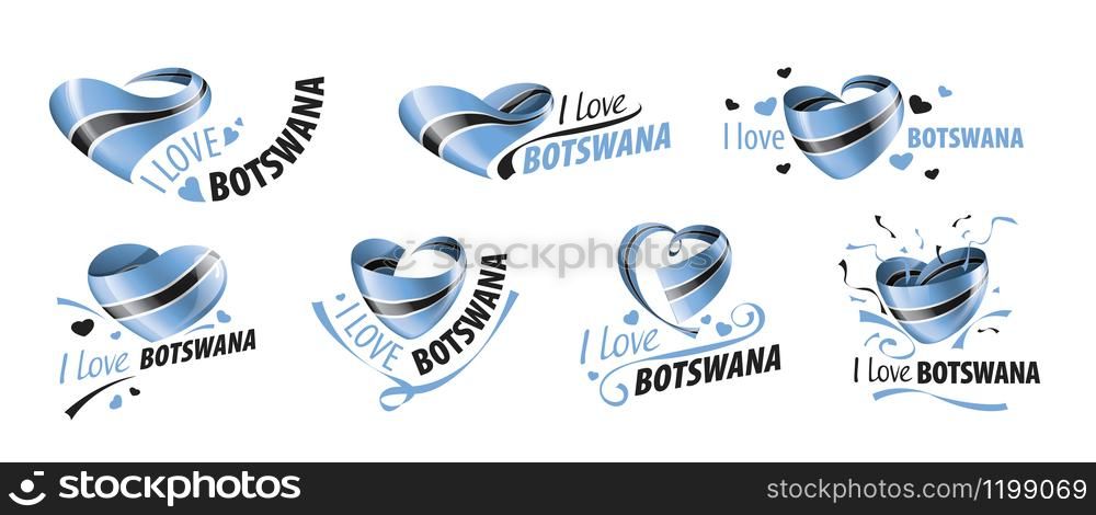 National flag of the Botswana in the shape of a heart and the inscription I love Botswana. Vector illustration.. National flag of the Botswana in the shape of a heart and the inscription I love Botswana. Vector illustration