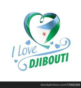 National flag of the Djibouti in the shape of a heart and the inscription I love Djibouti. Vector illustration.. National flag of the Djibouti in the shape of a heart and the inscription I love Djibouti. Vector illustration