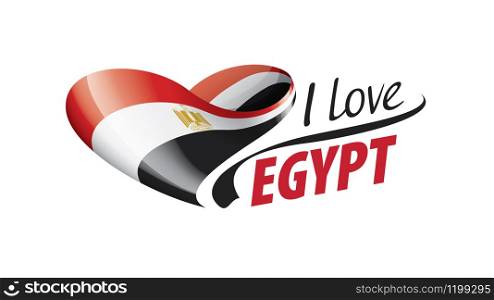 National flag of the Egypt in the shape of a heart and the inscription I love Egypt. Vector illustration.. National flag of the Egypt in the shape of a heart and the inscription I love Egypt. Vector illustration