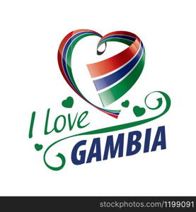 National flag of the Gambia in the shape of a heart and the inscription I love Gambia. Vector illustration.. National flag of the Gambia in the shape of a heart and the inscription I love Gambia. Vector illustration