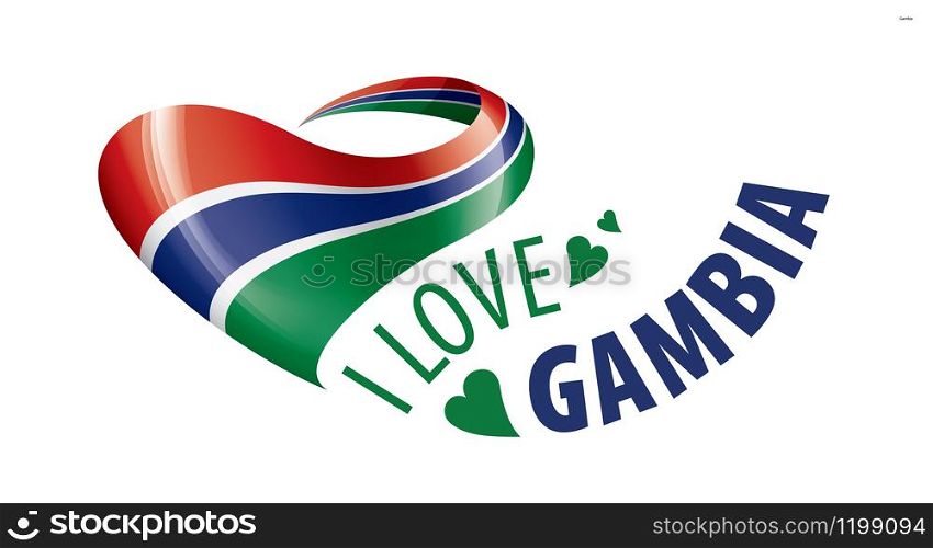 National flag of the Gambia in the shape of a heart and the inscription I love Gambia. Vector illustration.. National flag of the Gambia in the shape of a heart and the inscription I love Gambia. Vector illustration