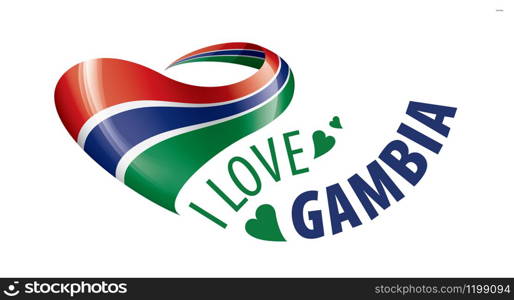 National flag of the Gambia in the shape of a heart and the inscription I love Gambia. Vector illustration.. National flag of the Gambia in the shape of a heart and the inscription I love Gambia. Vector illustration