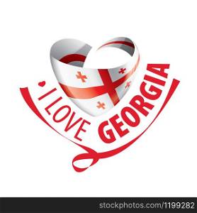 National flag of the Georgia in the shape of a heart and the inscription I love Georgia. Vector illustration.. National flag of the Georgia in the shape of a heart and the inscription I love Georgia. Vector illustration