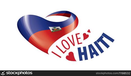 National flag of the Haiti in the shape of a heart and the inscription I love Haiti. Vector illustration.. National flag of the Haiti in the shape of a heart and the inscription I love Haiti. Vector illustration