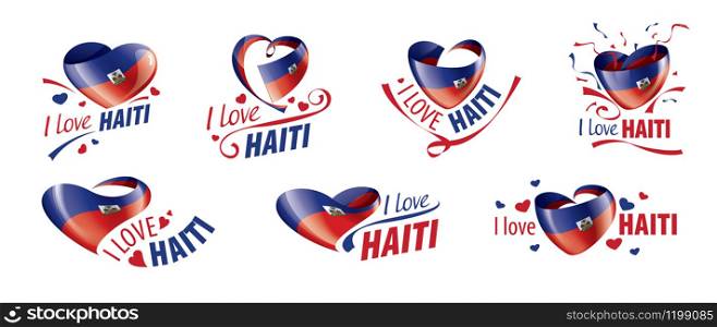 National flag of the Haiti in the shape of a heart and the inscription I love Haiti. Vector illustration.. National flag of the Haiti in the shape of a heart and the inscription I love Haiti. Vector illustration