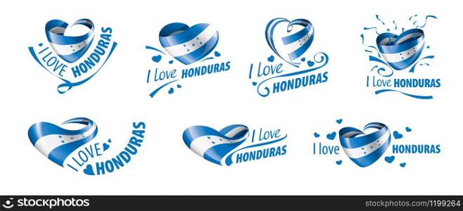 National flag of the Honduras in the shape of a heart and the inscription I love Honduras. Vector illustration.. National flag of the Honduras in the shape of a heart and the inscription I love Honduras. Vector illustration