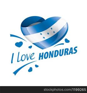 National flag of the Honduras in the shape of a heart and the inscription I love Honduras. Vector illustration.. National flag of the Honduras in the shape of a heart and the inscription I love Honduras. Vector illustration