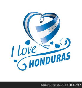 National flag of the Honduras in the shape of a heart and the inscription I love Honduras. Vector illustration.. National flag of the Honduras in the shape of a heart and the inscription I love Honduras. Vector illustration