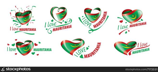 National flag of the Mauritania in the shape of a heart and the inscription I love Mauritania. Vector illustration.. National flag of the Mauritania in the shape of a heart and the inscription I love Mauritania. Vector illustration