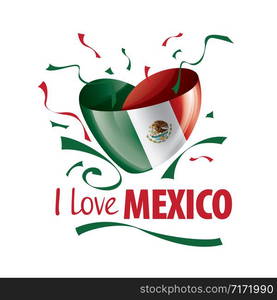 National flag of the Mexico in the shape of a heart and the inscription I love Mexico. Vector illustration.. National flag of the Mexico in the shape of a heart and the inscription I love Mexico. Vector illustration