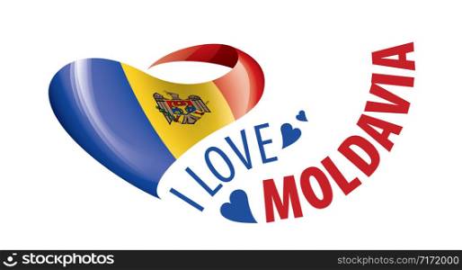 National flag of the Moldova in the shape of a heart and the inscription I love Moldova. Vector illustration.. National flag of the Moldova in the shape of a heart and the inscription I love Moldova. Vector illustration