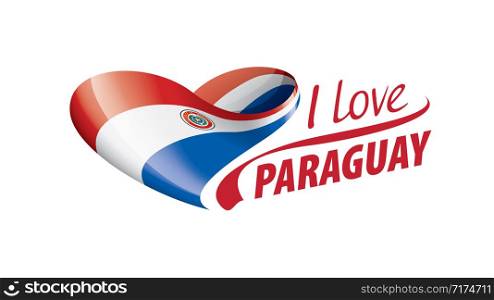 National flag of the Paraguay in the shape of a heart and the inscription I love Paraguay. Vector illustration.. National flag of the Paraguay in the shape of a heart and the inscription I love Paraguay. Vector illustration