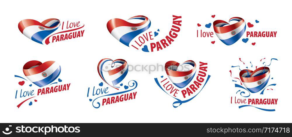 National flag of the Paraguay in the shape of a heart and the inscription I love Paraguay. Vector illustration.. National flag of the Paraguay in the shape of a heart and the inscription I love Paraguay. Vector illustration