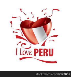 National flag of the Peru in the shape of a heart and the inscription I love Peru. Vector illustration.. National flag of the Peru in the shape of a heart and the inscription I love Peru. Vector illustration