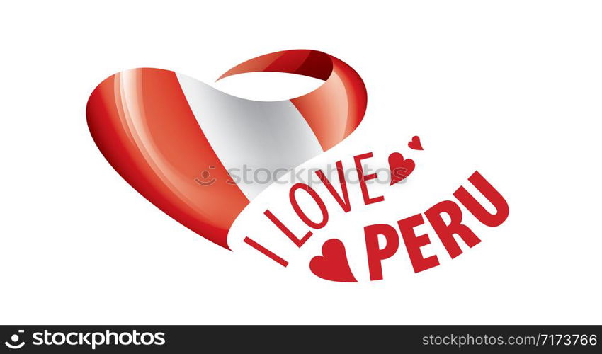 National flag of the Peru in the shape of a heart and the inscription I love Peru. Vector illustration.. National flag of the Peru in the shape of a heart and the inscription I love Peru. Vector illustration