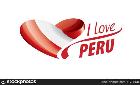 National flag of the Peru in the shape of a heart and the inscription I love Peru. Vector illustration.. National flag of the Peru in the shape of a heart and the inscription I love Peru. Vector illustration