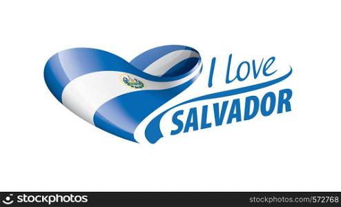 National flag of the Salvador in the shape of a heart and the inscription I love Salvador. Vector illustration.. National flag of the Salvador in the shape of a heart and the inscription I love Salvador. Vector illustration