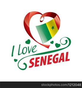 National flag of the Senegal in the shape of a heart and the inscription I love Senegal. Vector illustration.. National flag of the Senegal in the shape of a heart and the inscription I love Senegal. Vector illustration