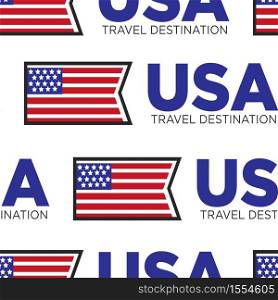 National flag USA travel destination seamless pattern vector stars and stripes freedom and liberty symbol United States of America heraldry endless texture traveling and tourism American mascot.. USA travel destination national flag seamless pattern