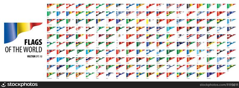 National flags of the countries. Vector illustration on white background.. National flags of the countries. Vector illustration on white background
