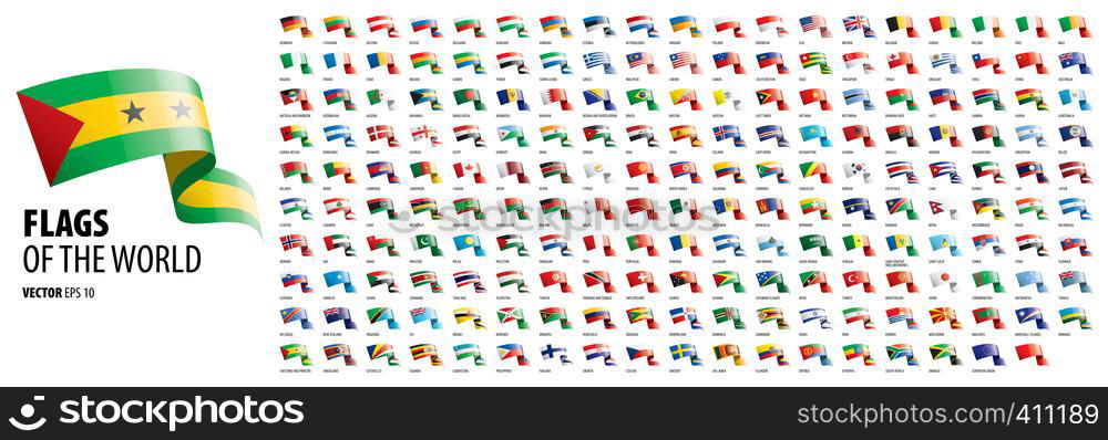 National flags of the countries. Vector illustration on white background.. National flags of the countries. Vector illustration on white background