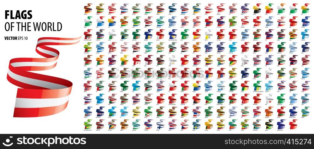 National flags of the countries. Vector illustration on white background.. National flags of the countries. Vector illustration on white background