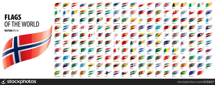 National flags of the countries. Vector illustration on white background.. National flags of the countries. Vector illustration on white background