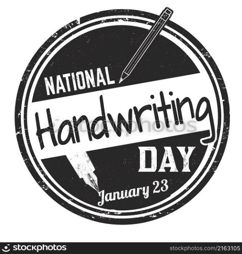 National handwriting day grunge rubber stamp on white background, vector illustration