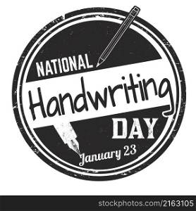 National handwriting day grunge rubber stamp on white background, vector illustration