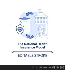National health insurance model light blue concept icon. Type of healthcare systems abstract idea thin line illustration. Isolated outline drawing. Editable stroke. Arial, Myriad Pro-Bold fonts used. National health insurance model light blue concept icon