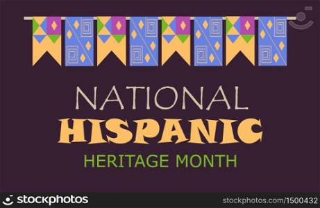 National Hispanic Heritage Month celebrated from 15 September to 15 October USA. Chilian and Latino American poncho ornament vector for greeting card, banner, poster and background.. National Hispanic Heritage Month celebrated from 15 September to 15 October USA.