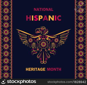 National Hispanic Heritage Month celebrated from 15 September to 15 October USA. Latino American poncho ornament vector for greeting card, banner, poster and background.. National Hispanic Heritage Month celebrated from 15 September to 15 October USA.