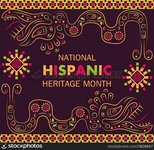 National Hispanic Heritage Month celebrated from 15 September to 15 October USA. Latino American poncho ornament vector for greeting card, banner, poster and background.. National Hispanic Heritage Month celebrated from 15 September to 15 October USA.