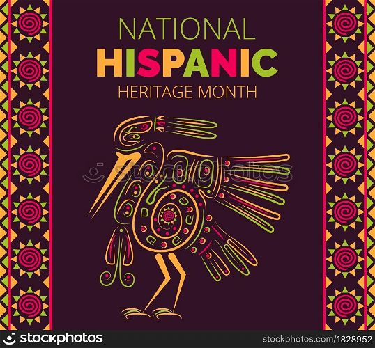 National Hispanic Heritage Month celebrated from 15 September to 15 October USA. Latino American poncho ornament vector for greeting card, banner, poster and background.. National Hispanic Heritage Month celebrated from 15 September to 15 October USA.