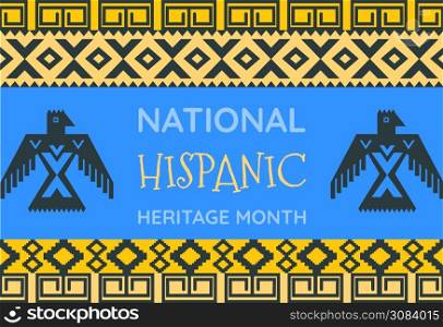National Hispanic Heritage Month celebrated from 15 September to 15 October USA. Latino American poncho ornament vector for greeting card, banner, poster and background.. National Hispanic Heritage Month celebrated from 15 September to 15 October USA. Latino American poncho ornament vector for greeting card, banner, poster