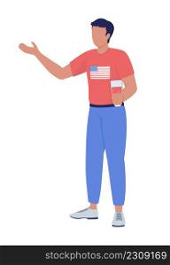 National holiday attendee semi flat color vector character. Standing figure. Full body person on white. Festive celebration simple cartoon style illustration for web graphic design and animation. National holiday attendee semi flat color vector character