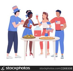 National holiday banquet semi flat color vector character. Standing figures. Full body people on white. Festive celebration simple cartoon style illustration for web graphic design and animation. National holiday banquet semi flat color vector character