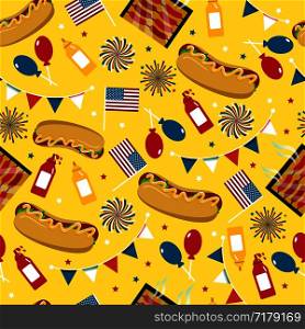 National hot dog day. Hot dog vector.. National hot dog day. Hot dog vector. Seamless pattern.