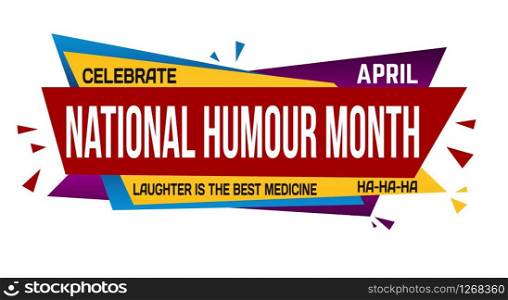National humor month banner design on white background, vector illustration