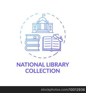 National library collection concept icon. Online library access idea thin line illustration. State intellectual resources. New technology. Vector isolated outline RGB color drawing. National library collection concept icon