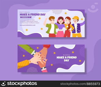 National Make a Friend Day Banner Flat Cartoon Hand Drawn Templates Illustration